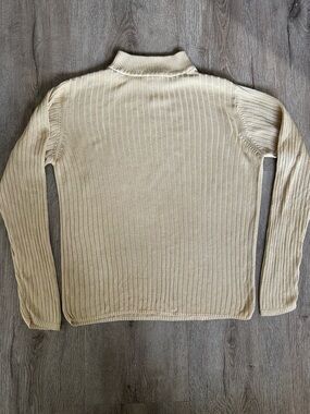 Vtg Butter Yellow Mock Neck Jeremy Scott Ribbed Turtleneck Sweater